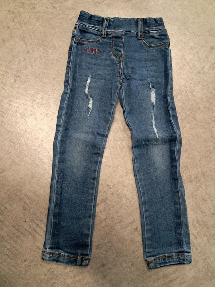 pantalon jean fille 4 ans tape à l'oeil ajustable