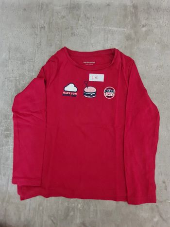 Hautbt shirt rouge Manches longues vertbaudet fille 4 ans