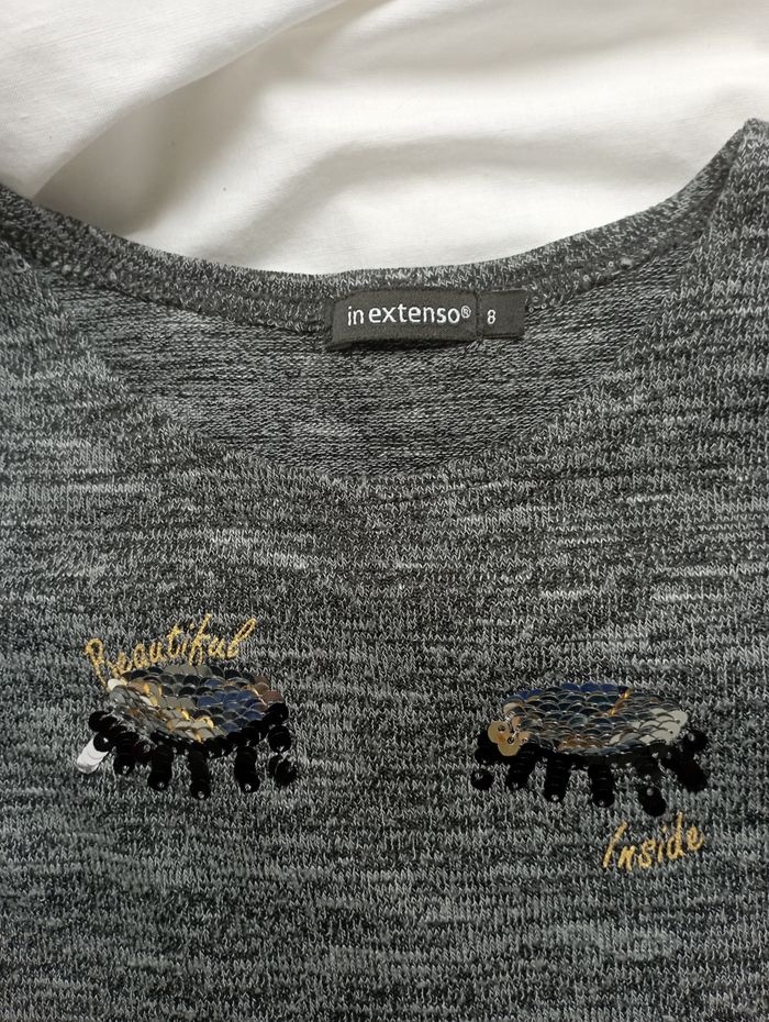 Robe grise manches longues avec beabs in extenso 8 ans 5€ neuve - photo numéro 2