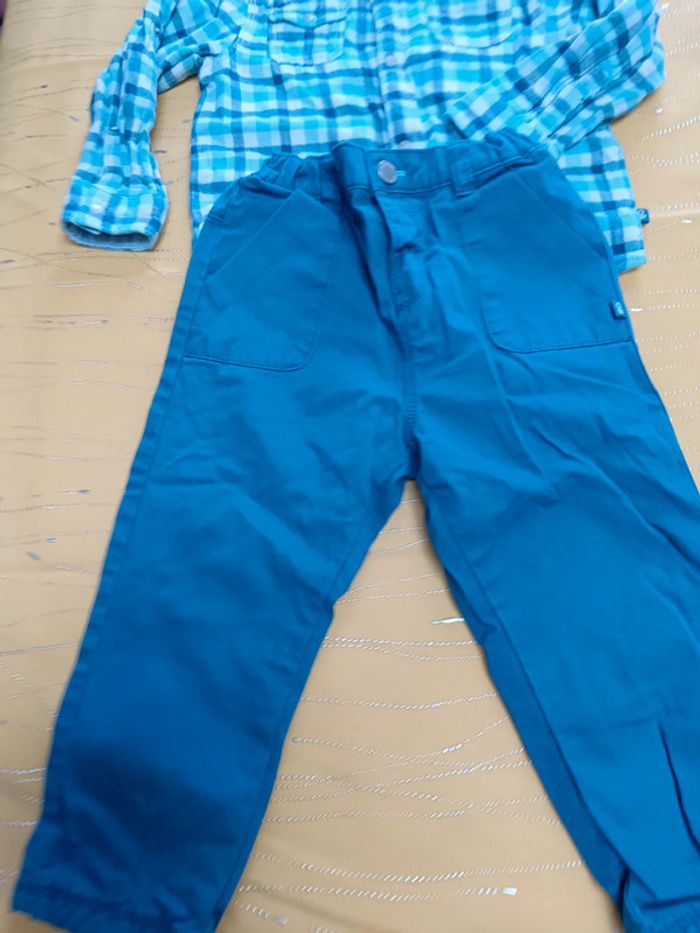 Ensemble pantalon doublé et chemise épaisse Obaïbi 23 mois 86 cm - photo numéro 2