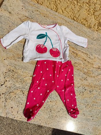 Pyjama 2 pièces Dpam cerises 9 mois