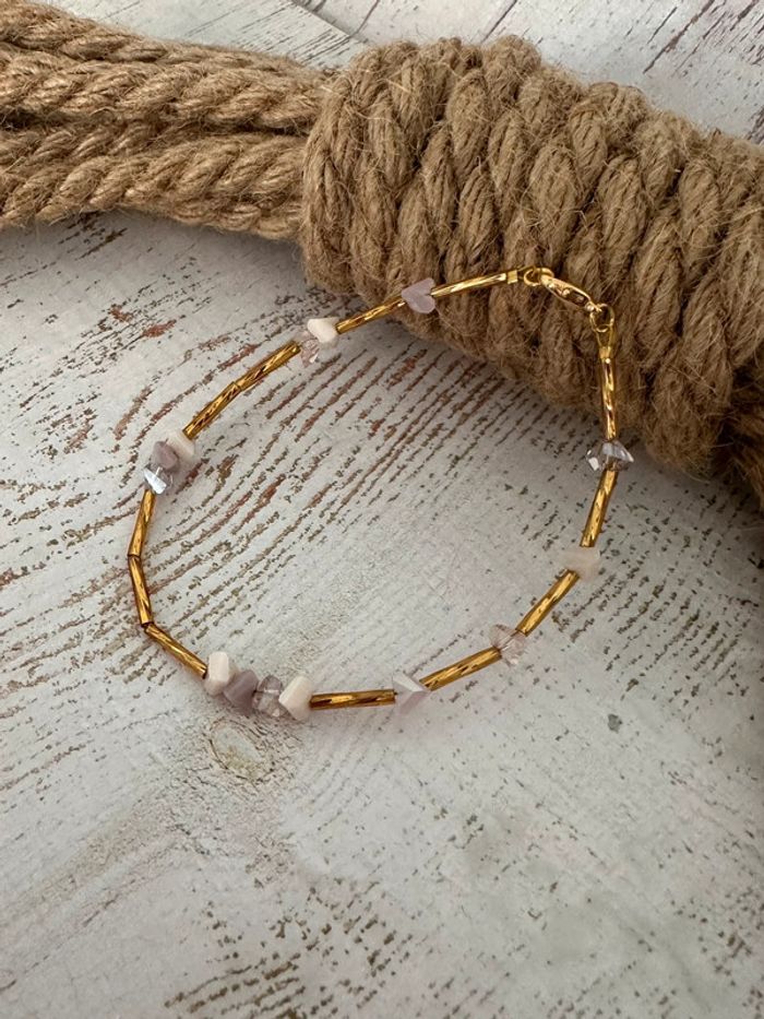Bracelet de cheville en perle et cristal