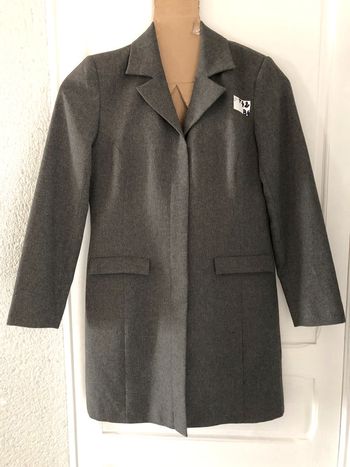 1116-veste de tailleur longue grise T 42 (40) portée 1 fois