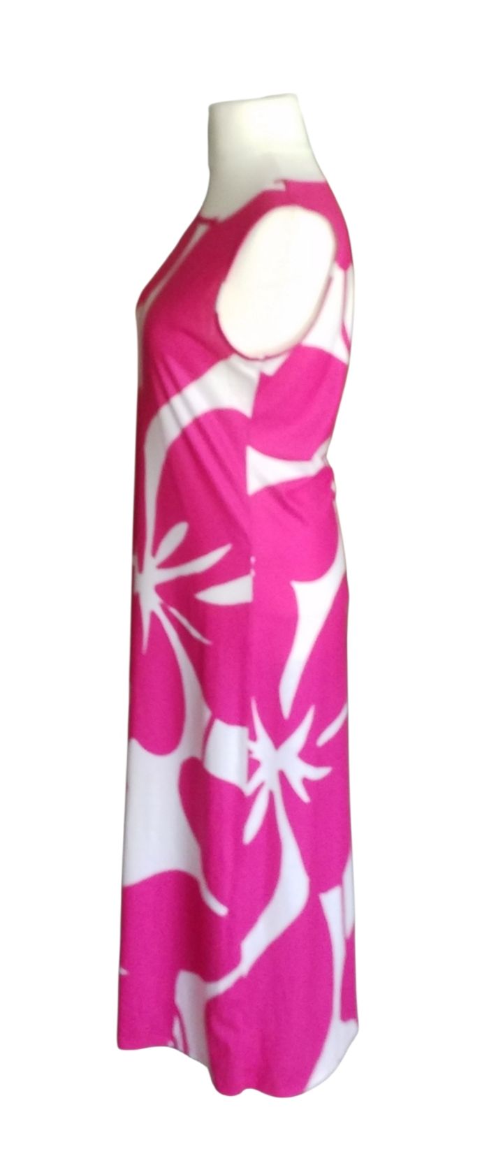 Robe longue décontracté et ample aux motifs floraux fuchsia blanc taille M - photo numéro 4