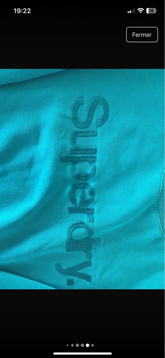 Sweat Superdry bleu turquoise - Taille L - photo numéro 4