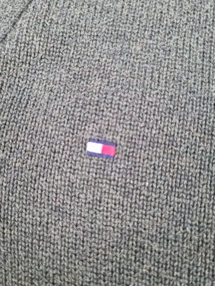 Pull col châle Tommy Hilfiger kaki L Hommes - photo numéro 5