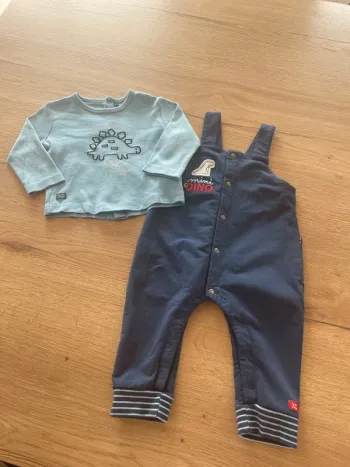 Ensemble salopette et tee shirt marque Sucre d’orge taille 6 mois