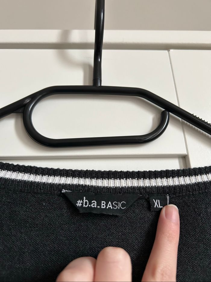 Pull gris chiné Col V Homme #b.a. Basic Taille XL - photo numéro 5