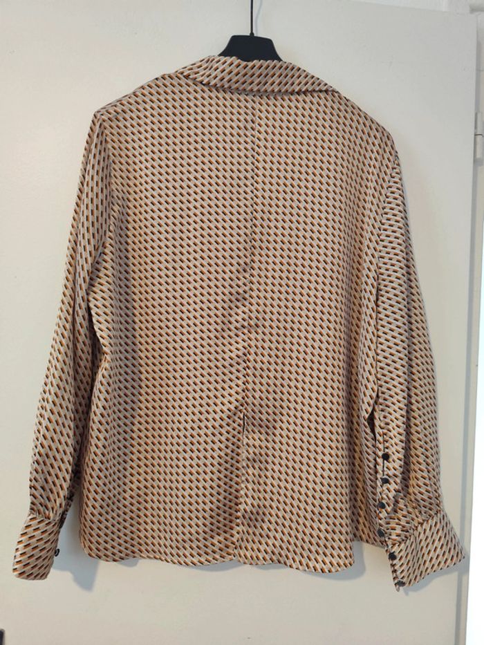 Chemise satinée à motifs beige/moutarde taille XL Zara - photo numéro 2