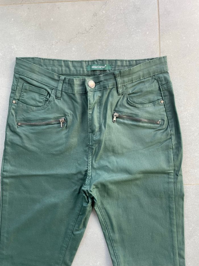 Pantalon hiver slim effet huilé vert - photo numéro 2