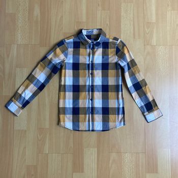 Chemise garçon Okaïdi – Carreaux bleu, jaune & blanc – 8 ans (128 cm)