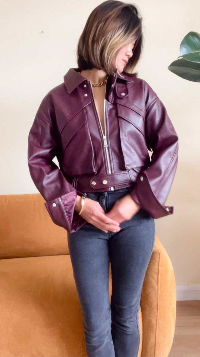 Veste perfecto biker Bordeaux taille ML - photo numéro 3