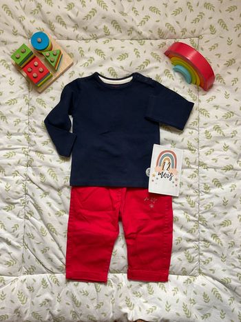 ensemble teeshirt manches longues marine tissaia et pantalon rouge u tout petits 12 mois