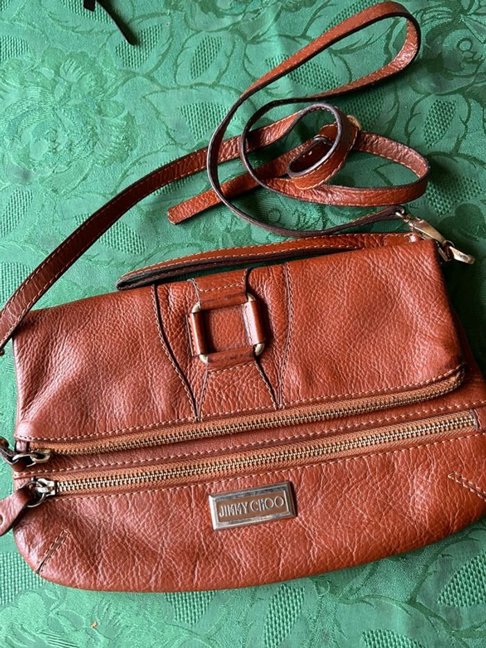 Sac marron bandoulière cuir Jimmy Choo