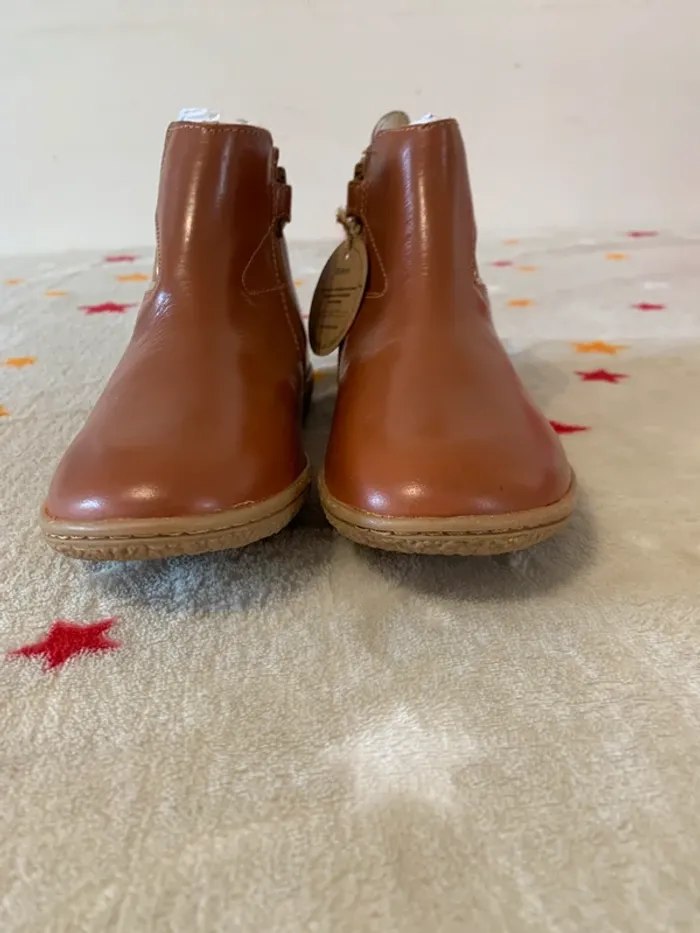 Bottines Kickers Vermillon camel/or T32 cuir certifié LWG neuves étiquetées - photo numéro 5