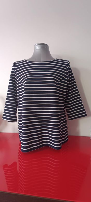 Blouse T-shirt Haut Top marinière manches 3/4 Taille 3