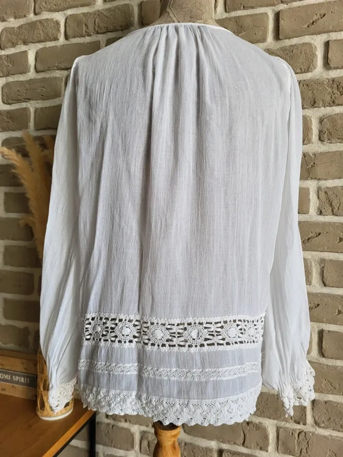 Blouse blanche bohème à dentelle crochetée Zara - photo numéro 9