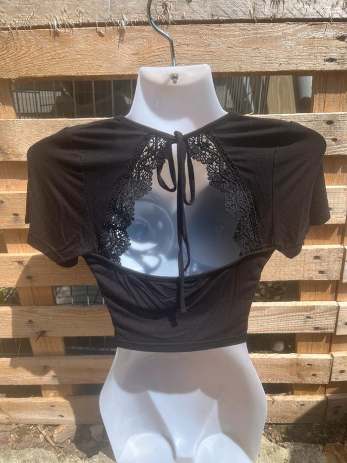 Crop top noir dos ouvert dentelle – Shein – Taille S