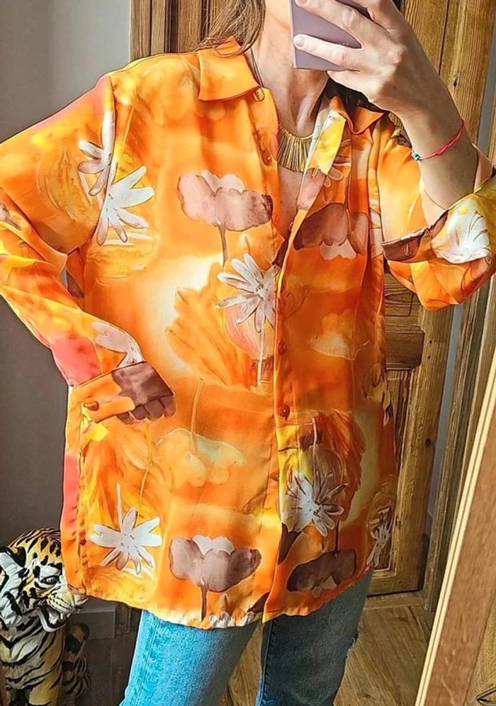 Chemise vintage motif fleuri fluide - photo numéro 2