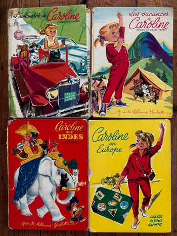 État moyen - 4 Livres Caroline années 50/60 Lot Grands albums Hachette Pierre Probst