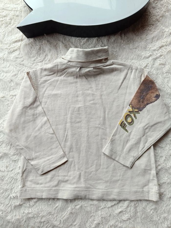 Sous pull col roulé Garçon 12 mois renard Fox 100% coton - photo numéro 7