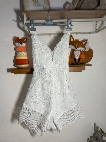 Combishort blanche dentelle femme • XS 