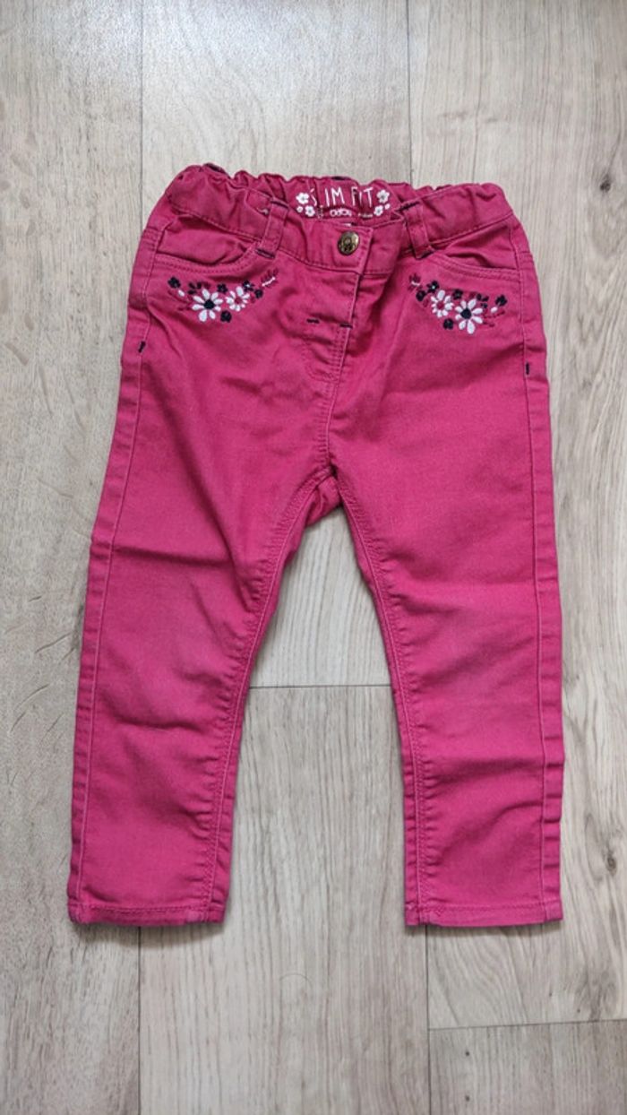 Pantalon Rose brodé chic 24 mois - 86cm - photo numéro 2