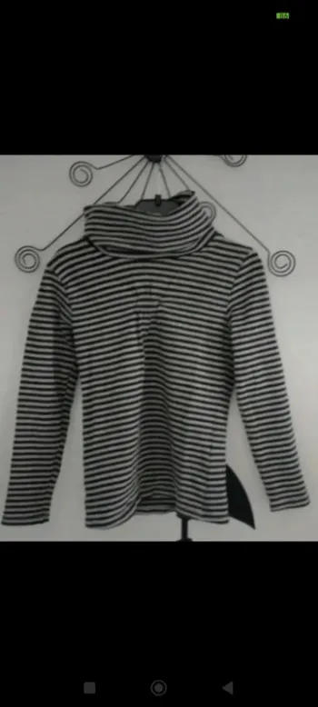 Pull à col roulé/sous-pull gris à rayures noires Verbaudet taille 6 ans