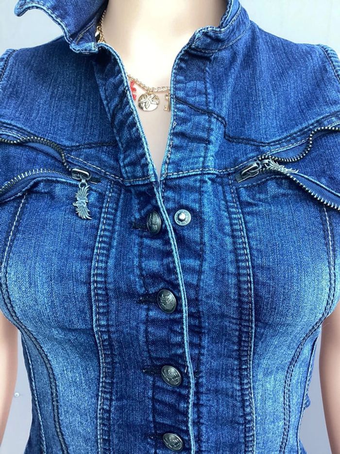Robe en jean cintrée sans manches – Taille S – Très bon état - photo numéro 3