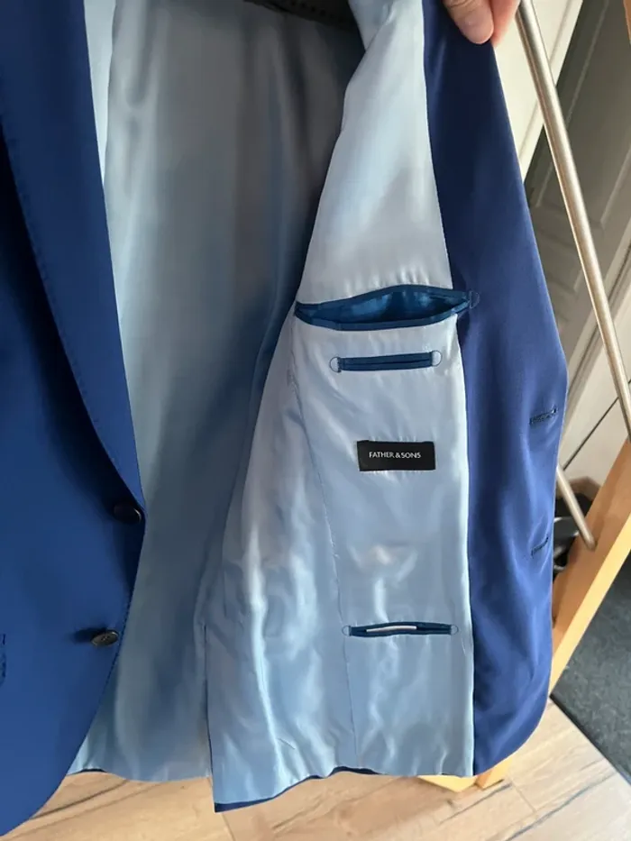 Veste de costume bleu électrique intérieur bleu ciel - photo numéro 2