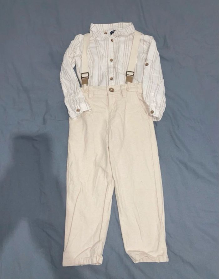 Ensemble salopette / chemise vintage enfant