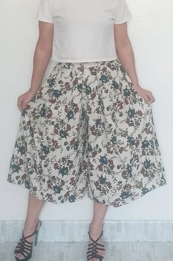 Jupe culotte longue ample fleurie vintage t 36/38