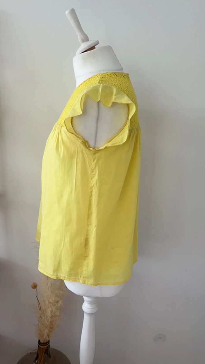 Blouse jaune à dentelle zara XS - photo numéro 4