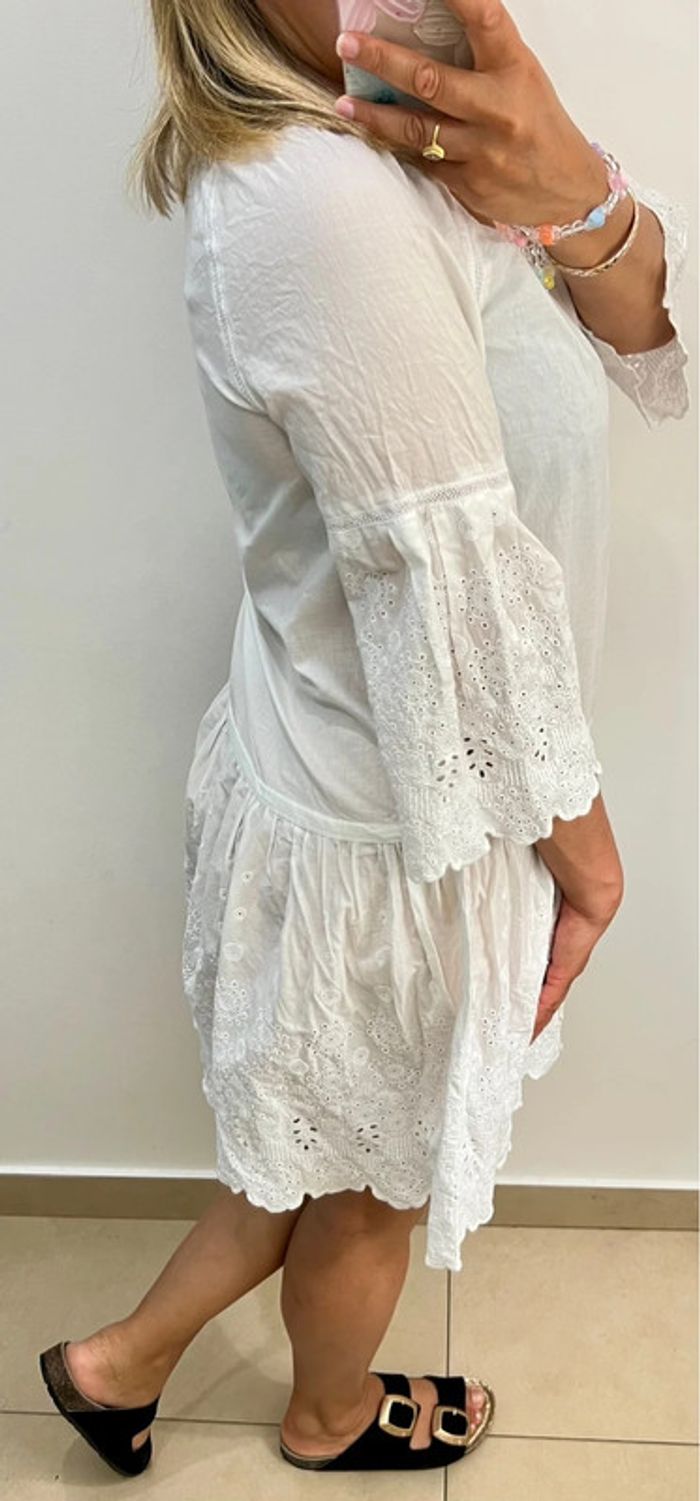 💎Robe Tunique blanche brodée Comptoir des Cotonniers – Taille 38 - photo numéro 4