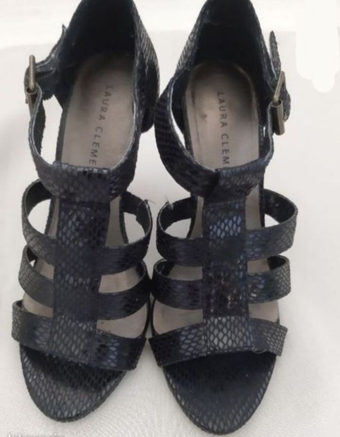 sandales noires à talons  / chaussures d'été - Laura Clément - pointure 36