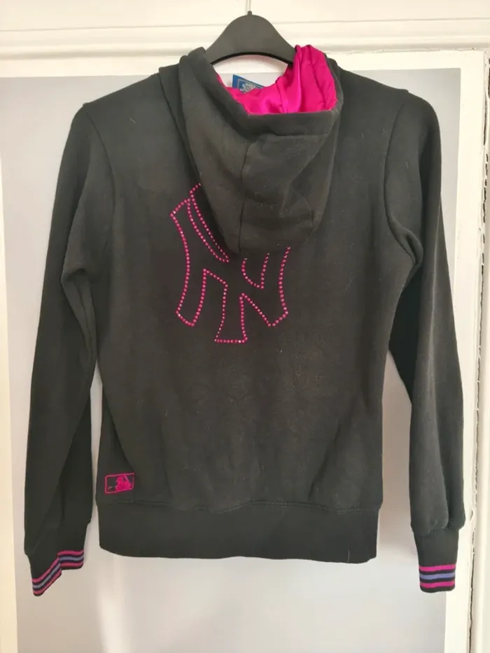 Sweat à capuche Yankees noir & rose Majestic – Taille XL - photo numéro 2