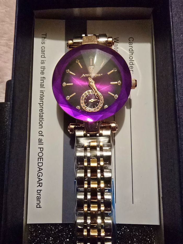 Montre Quartz Étanche Violet Argenté Doré Poedagar - photo numéro 2