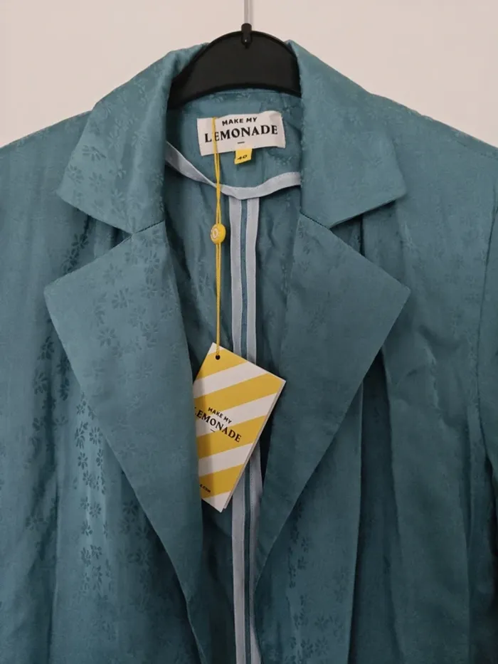Veste Monica Make My Lemonade jacquard bleu ciel, taille L (40), NEUVE - photo numéro 2
