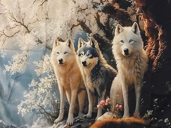 Toile murale décorative loups