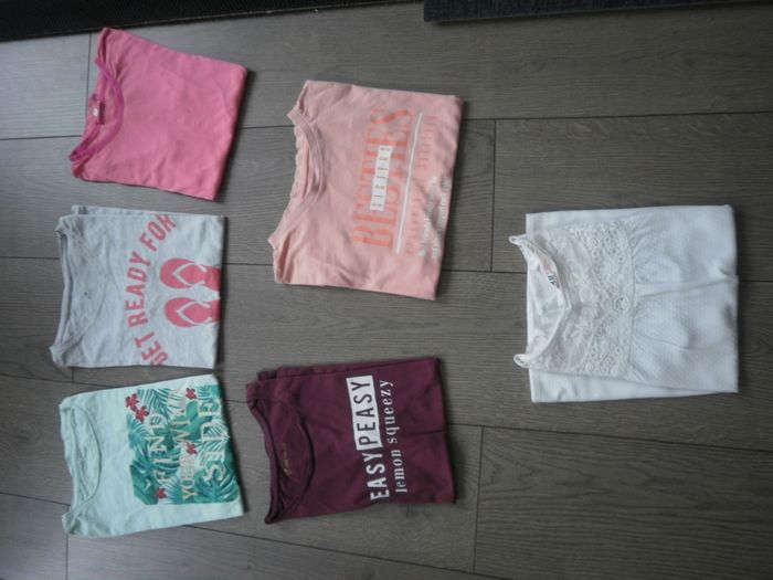 Lot de 6 T-shirts/chemisiers à MC Fille 12 ans, différentes marques