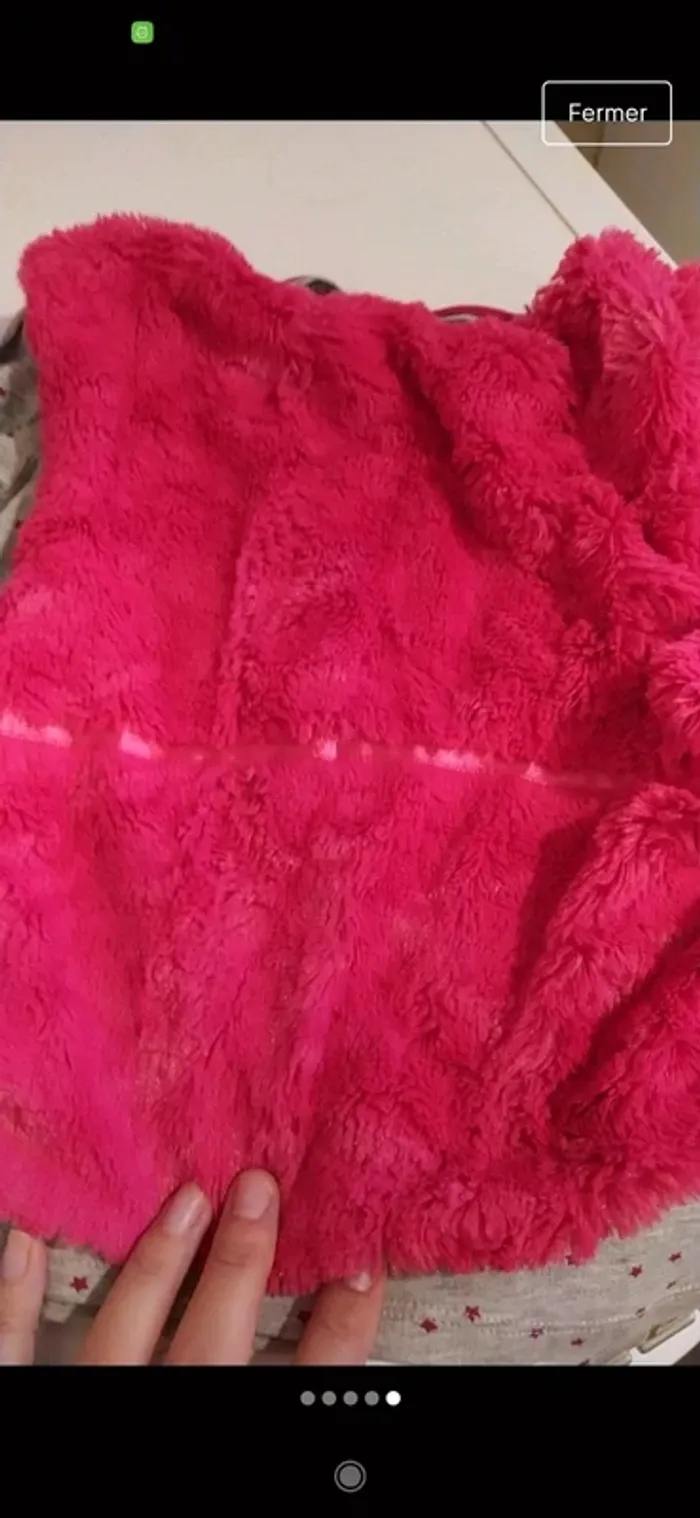 Superbe ensemble fille 6 ans gilet rose poilu et top - photo numéro 4