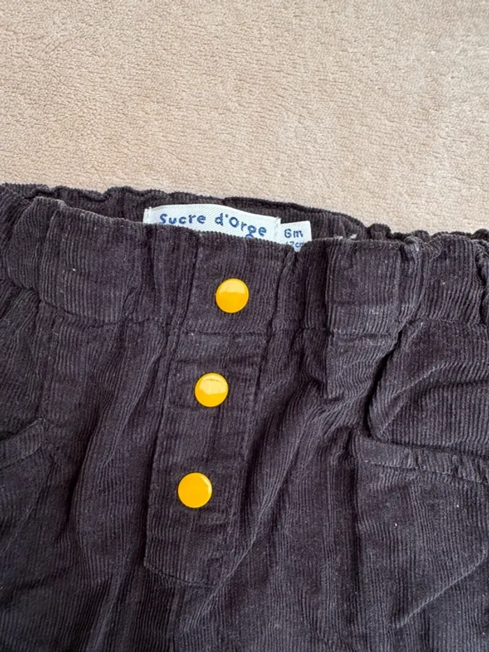 Pantalon velours noir • sucre d’orge • taille 6 mois - photo numéro 2