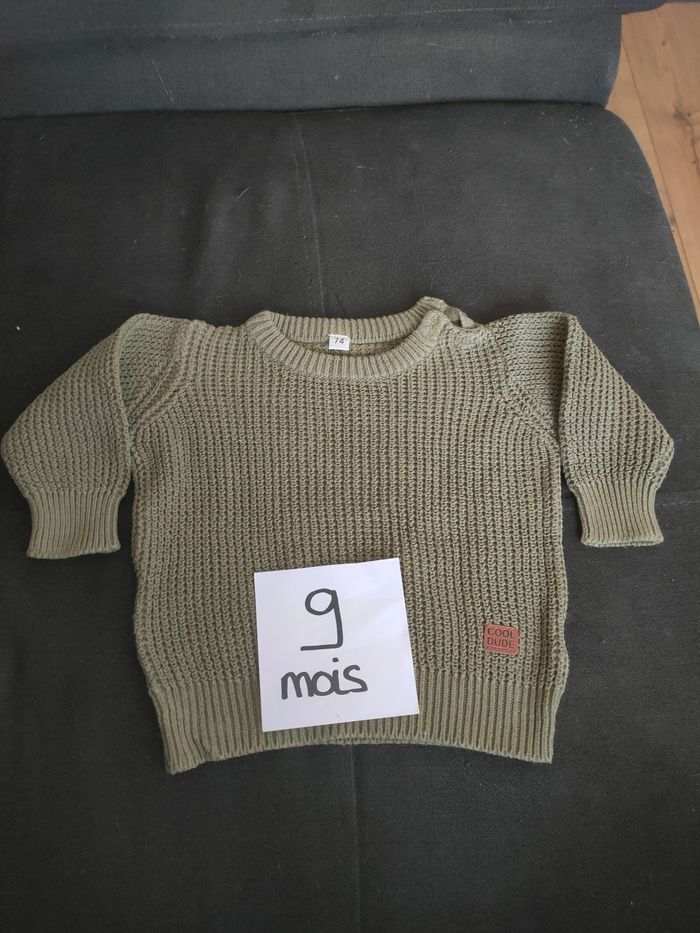 Pull kaki en mailles pour bébé garçon 9 mois 74cm Zeeman - photo numéro 1