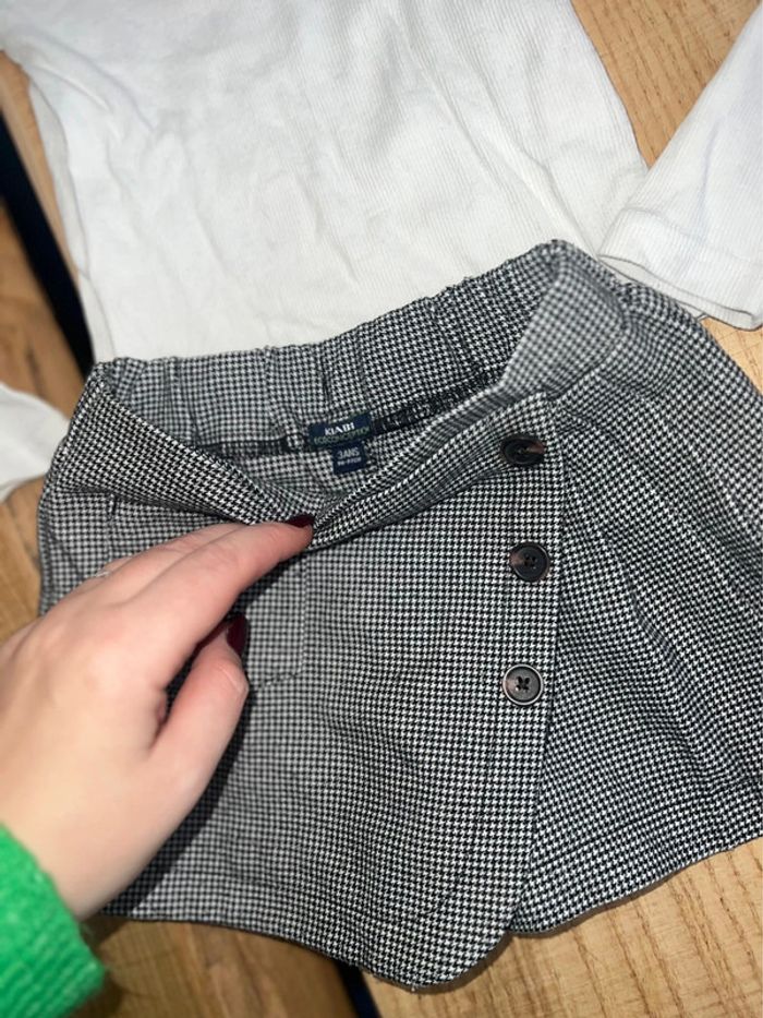 Ensemble 3 ans kiabi okaidi jupe short à carreaux cœur - photo numéro 3