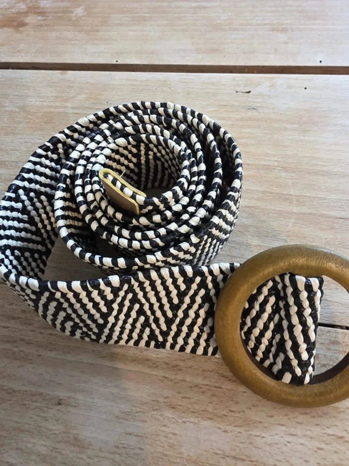 📌 Ceinture en raphia naturelle – boucle bois – style bohème chic – 96 cm - photo numéro 6
