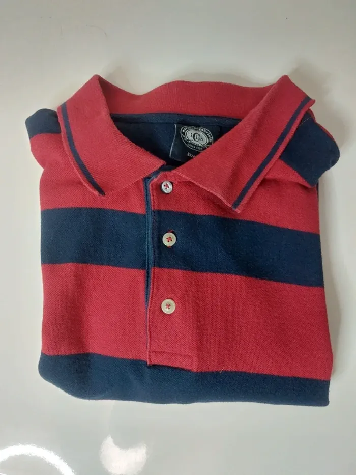 Polo rayé rouge et bleu "i club " - photo numéro 2