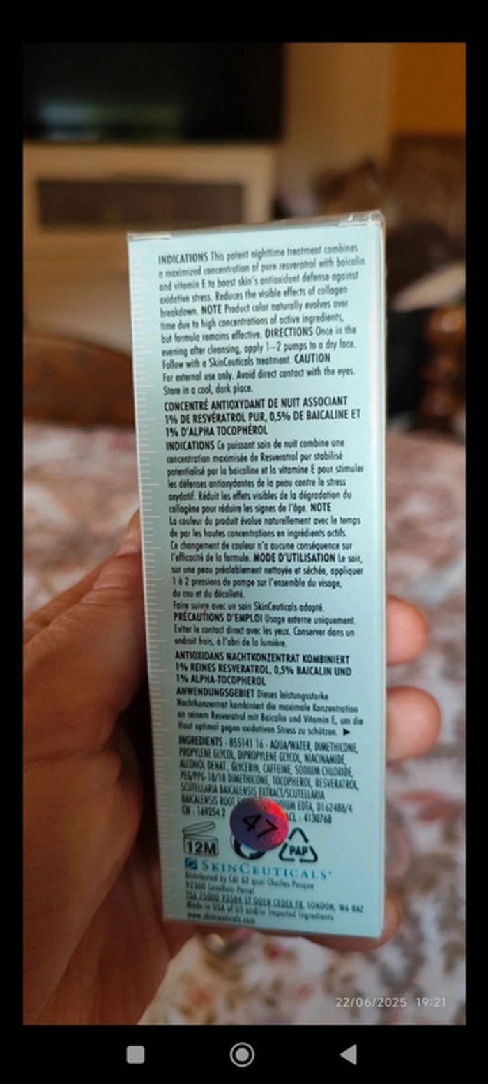 Skinceuticals Resvératrol B E Serum Antioxydant Réparateur de Nuit 30 ml - photo numéro 3