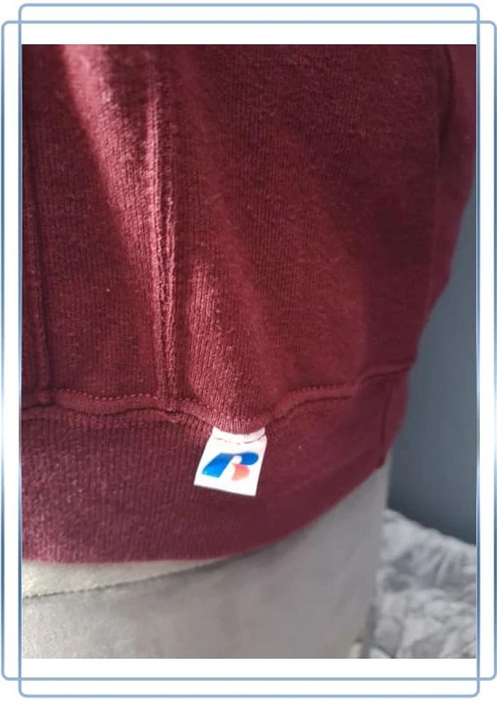 sweat a capuche / Hoodie russell athletic - taille L - homme - bordeaux floqué (320) - photo numéro 5