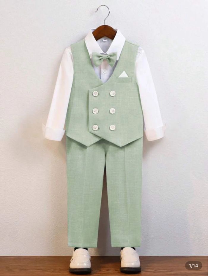 Costume 3 pièce garçon 3-4 ans vert