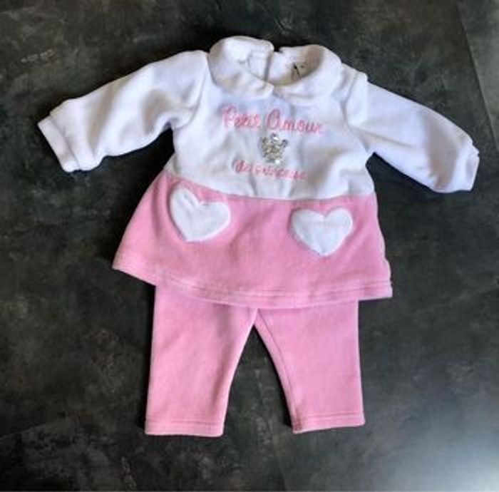 Ensemble velours couronne argenté sequins 3 mois - photo numéro 6